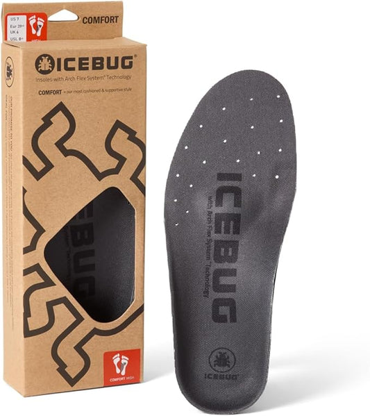 Icebug Comfort Insoles with Dynamic Arch Support, Charcoal High Arch, M 12