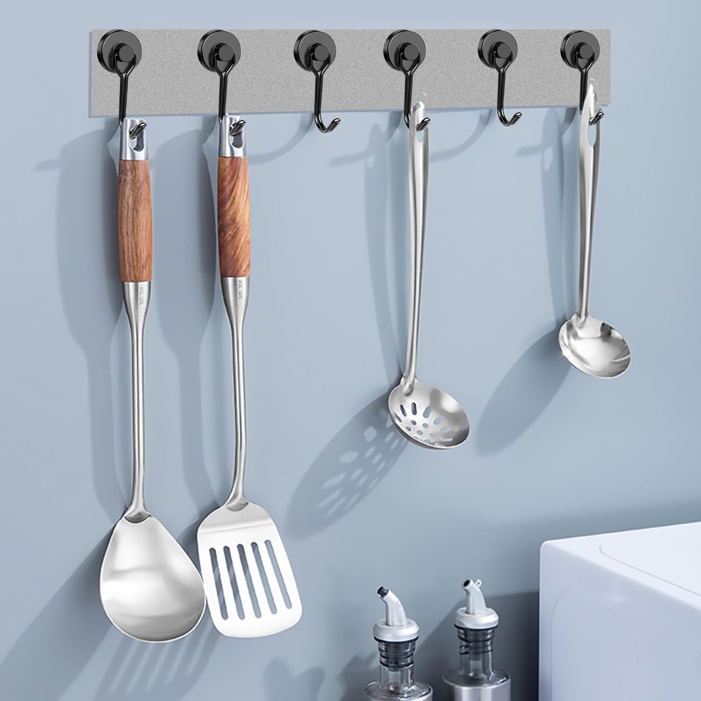 DIYMAG Black Magnetic Hooks, 40LBS Strong Magnetics Heavy Duty, Magnet Hook with Metal Hanger for Hanging Refrigerator Home Kitchen Office, 16Pack