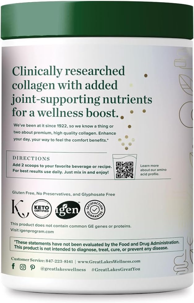 Great Lakes Wellness Movement Boost Advanced Collagen Peptides Powder with MSM, Hyaluronic Acid, Vitamin C - Joint Mobility & Comfort - Caramel Flavored - Non-GMO, Keto, Kosher - 8 oz