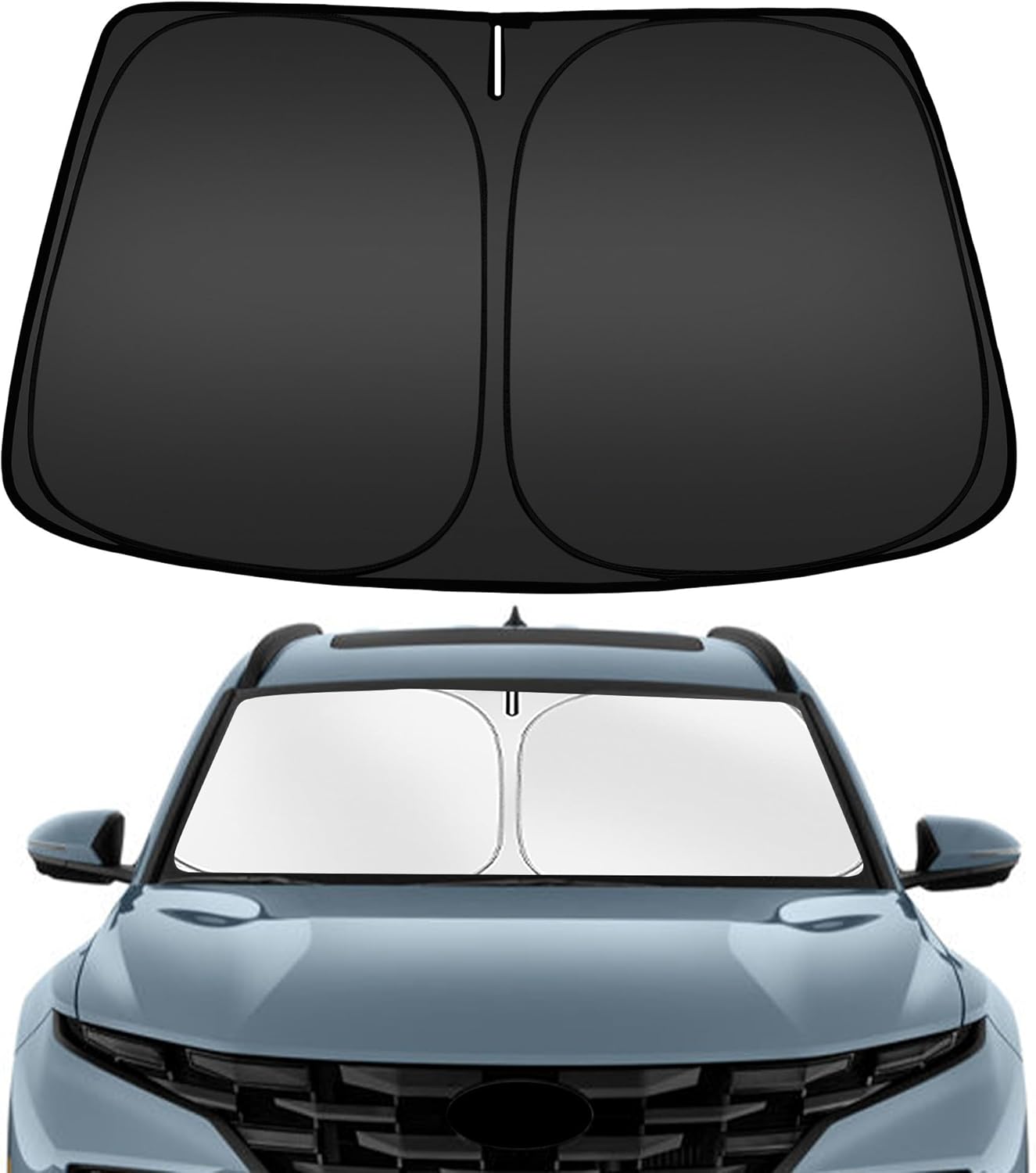 ARISMOTOR Windshield Sun Shade for H-yundai Santa Cruz 2022-2025, Custom Fit Foldable Front Window Sunshade Sun Visor Protector, Block UV Rays Keep Your Car Cooler