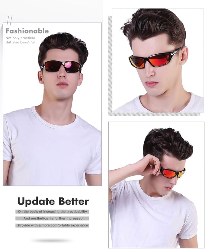 FAGUMA Sports Polarized Sunglasses For Men Cycling Driving Fishing UV400 Protection