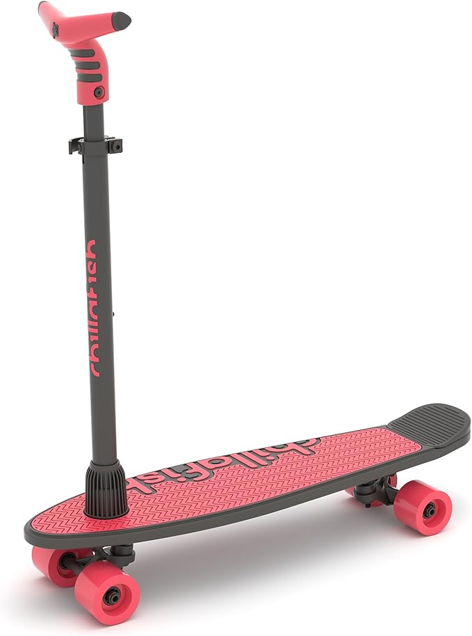 Chillafish Skatieskootie Customizable Training Skateboard and Lean-to-Steer Scooter with Detachable Stability Handlebar, Ages 3+
