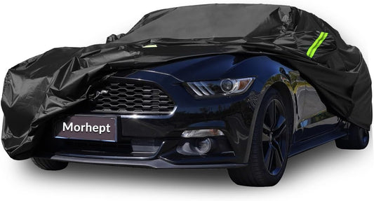 Car Cover Custom Fit for Ford Mustang 2005-2025, Waterproof All Weather GT Cover Outdoor Dustproof Shelby Coupe Cover with Door Zipper Black