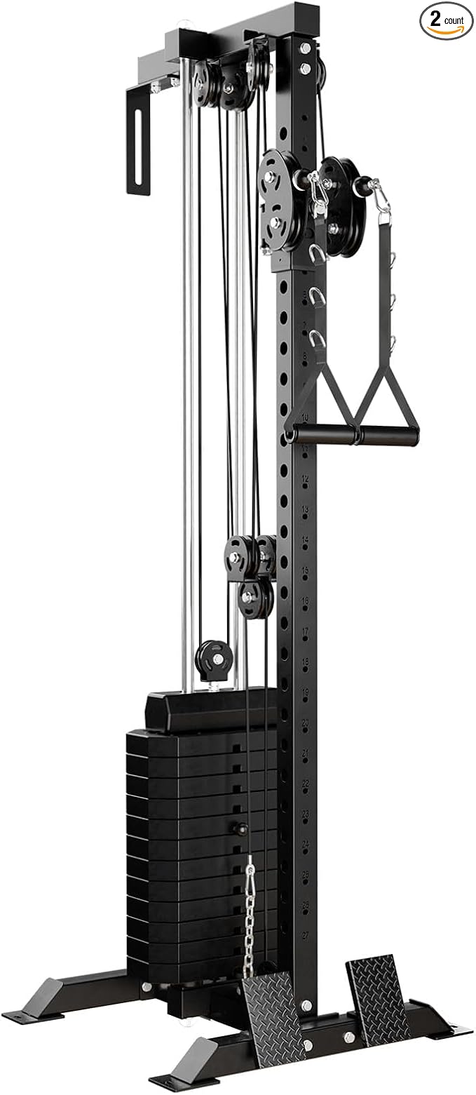 Mikolo Wall Mount Cable Station, Cable Crossover Machine with Dual Pulley System and 18 Adjustable Positions for Home Gym Fitness Equipment