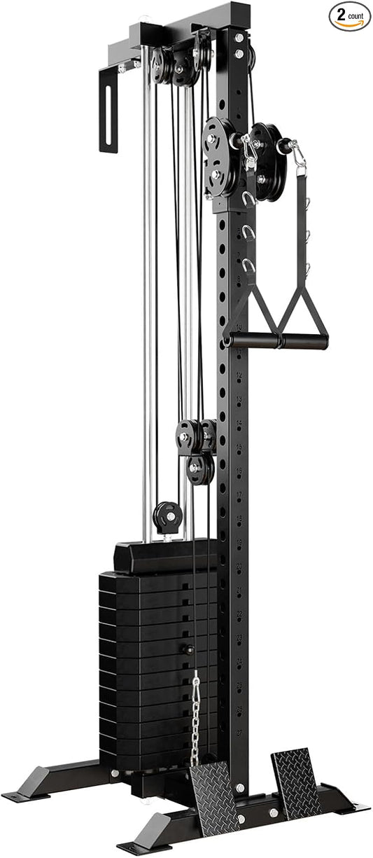 Mikolo Wall Mount Cable Station, Cable Crossover Machine with Dual Pulley System and 18 Adjustable Positions for Home Gym Fitness Equipment