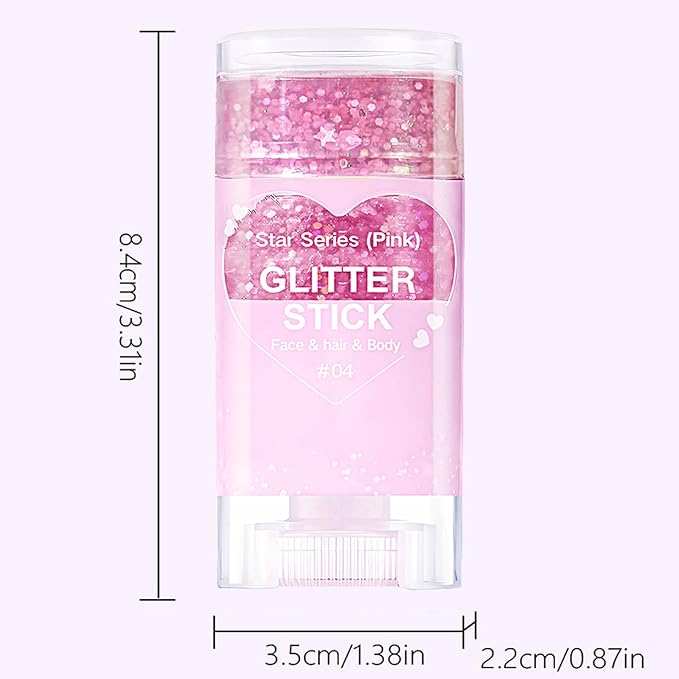 Pink Hair Glitter Stick, Chunky Sequins Body Face Glitter Singer Concert Outfits for Women,Body Paint for Kids,Waterproof Shimmer Rave Music Festival Accessories for Parties & Events