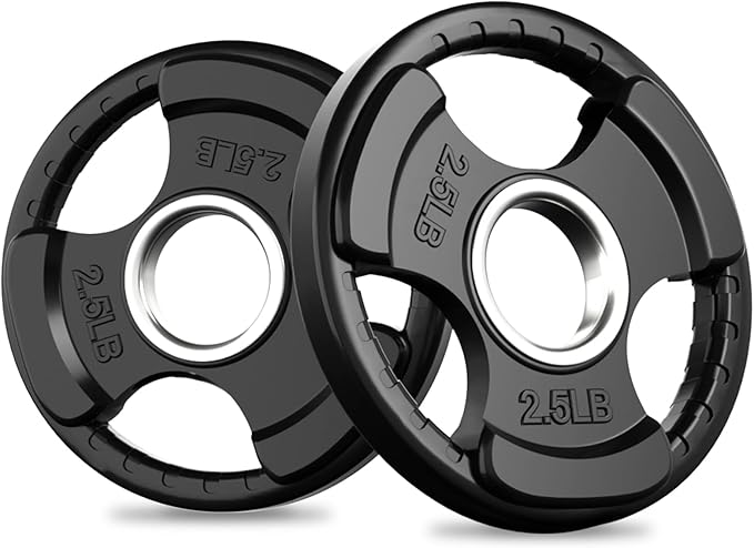 RitFit Olympic Rubber Grip Plates for Barbell, 2-Inch Weight Plates for Weightlifting and Strength Training in Home & Gym, Single, Pair and Sets(2.5/5/10/25/35/45 LB)