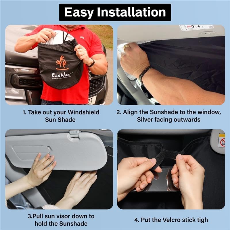 Chevrolet Silverado 2019-2024 2025 Car Windshield Compatible - EcoNour Durable 240T Foldable Polyester Sun Visor for Truck with UV Protection - Custom Fit Truck Windshield Sun Shade