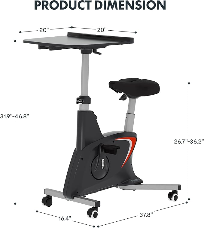 FLEXISPOT Exercise Bike with 2D Desktop, Space Saving Under Desk Bike with Removable Desk, Stationary Bikes Indoor Bikes with 300LBS Heavy Duty 8-Level Resistance Flywheel Optional LCD, V9PRO/V9MAX