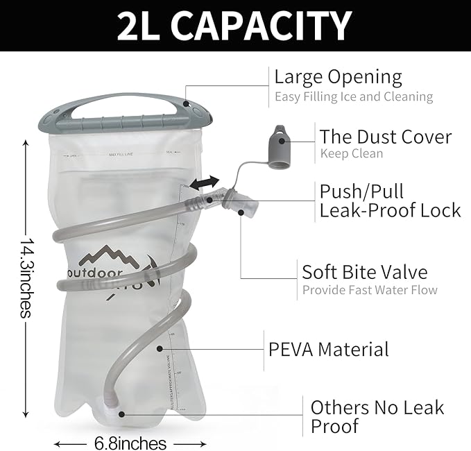 Hydration Pack Backpack, Lightweight Water Backpack with 2L Leakproof Hydration Bladder Daypack for Men Women,Running Hydration Vest for Outdoor Trail