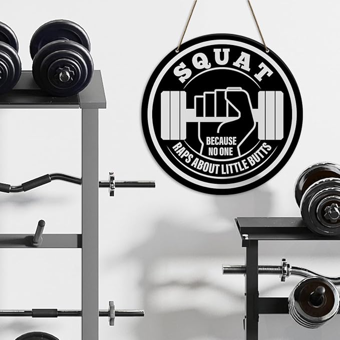 Gym Sign Decor, Home Gym Sign, Funny Gym Decorations, Workout Room Fitness Room Decor Gym Sign Decoration, Gym Bodybuilding Gift for Trainer Exercise Lover Men, Because No One