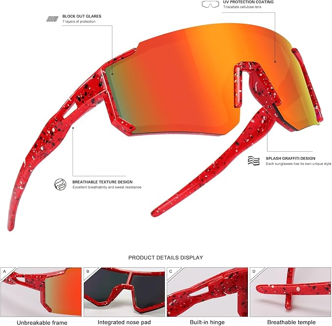 Youth Baseball Sunglasses Kids Sports Sunglasses for Boys Girls Softball Cycling Glasses UV400 Protection