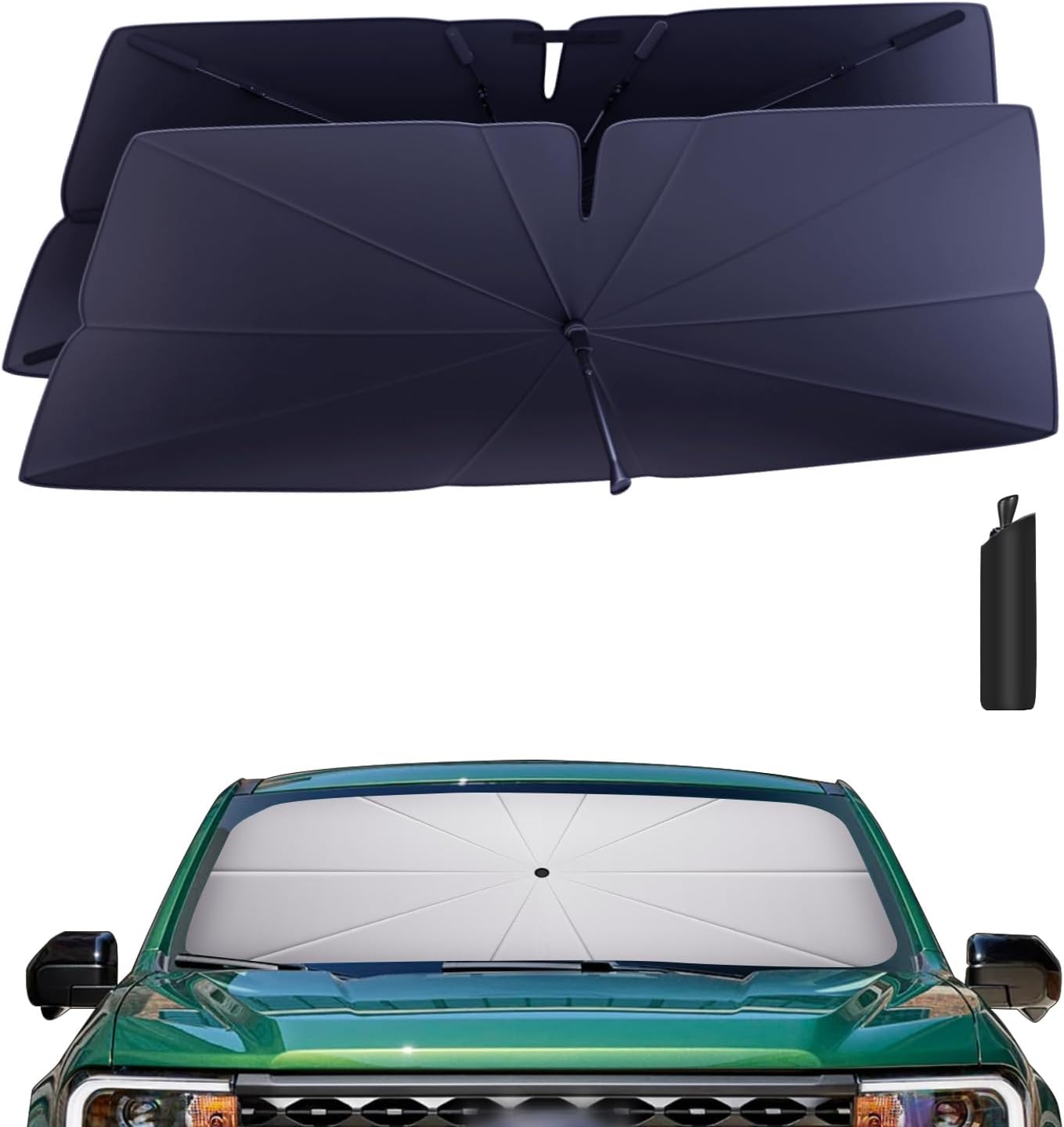 Windshield Sun Shade Umbrella: for Ford-Maverick-2022-2024 2025-4-Layers Front Custom Ford Maverick Hybrid XL XLT Car Window Shades - Double Thickened Foldable Maverick Sunshades Block UV Keep Cool