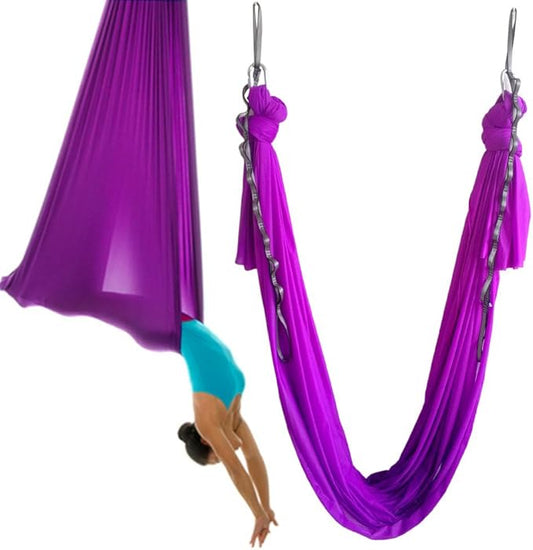 Aerial Yoga Hammock 5.5 Yards Yoga Swing Pilates Silk Home Gym Fitness Include hardware,Daisy Chain, Pose Guide