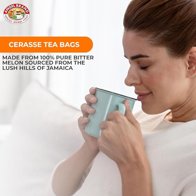 Angel Brand Cerasse Tea Bags Jamaican 24 – Bitter Melon Tea for Detox. - Most popular teas in Jamaica with Health Benefits and Delicious Flavor Profile