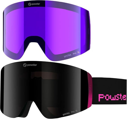 Ski Goggles Snow OTG Snowboard Goggles Magnetic Interchangeable Lens Frameless UV Protection Anti-fog mobile Skating