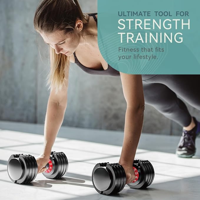 25/55lbs Adjustable Dumbbells Set, Dumbbells with Anti-Slip Metal Handle for Exercise & Fitness Fast Adjust Weight for Full Body Workout Fitness