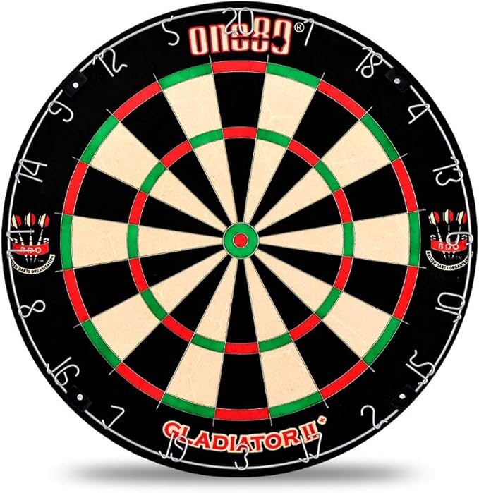 Gladiator Dartboard with Top-Grade African Sisal and Sword Edge Staple Free Wire Spider for Maximum Scoring Potential and Less Bounce Outs