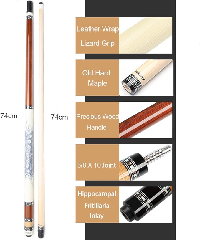 2-Piece Pool Cue Stick + Pool Cue Case with Carbon Extension