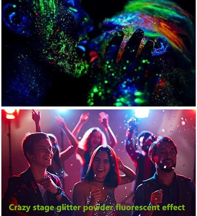 Go Ho UV Pink Hair and Body Glitter Spray, Festival UV Effect Glitter Powder Makeup for Hair/Body/Clothes,Dry Powder Spray Loose Sparkle Makeup,10g