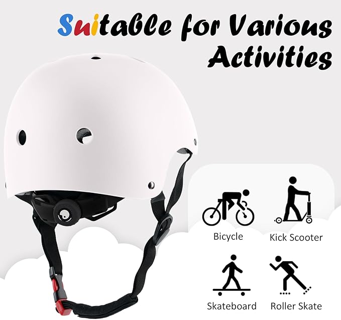 Kids Bike Helmet, Adjustable and Multi-Sport, from Toddler to Youth, 3 Sizes
