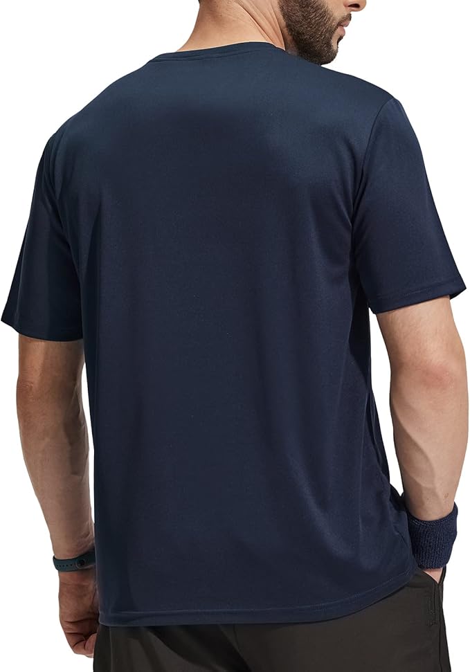 MIER Men's Quick Dry Workout Shirts Moisture Wicking Running Athletic Performance T-Shirts Recycled Polyester Top Tee