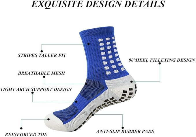 Men's Soccer Non Skid Ball Socks Anti Slip Grip Non Slip Socks, Shin Guard Sleeves, With Or Without Guard Straps for Football