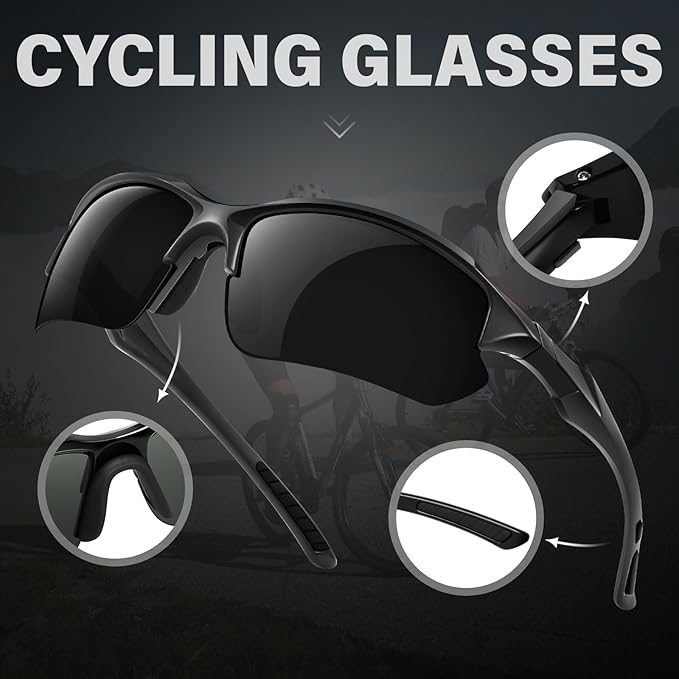 Sports Polarized Sunglasses for Men Cycling Running Fishing UV Protection Sun Glasses Lightweight Half Frame Goggles