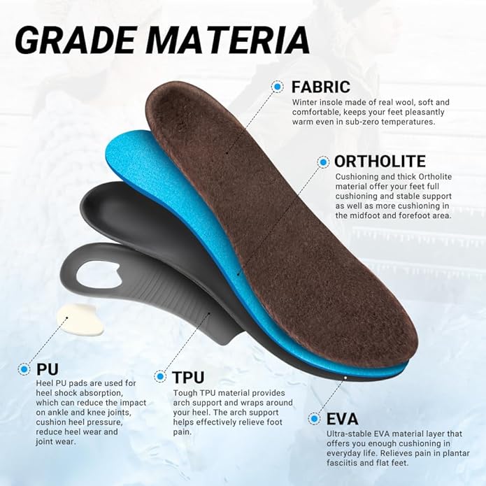 VALSOLE Heavy Duty Support Pain Relief Orthotics - 220+ lbs Plantar Fasciitis High Arch Support Insoles for Men Women, Flat Feet Orthotic Insert, Work Boot Shoe Insole, Absorb Shock with Every Step