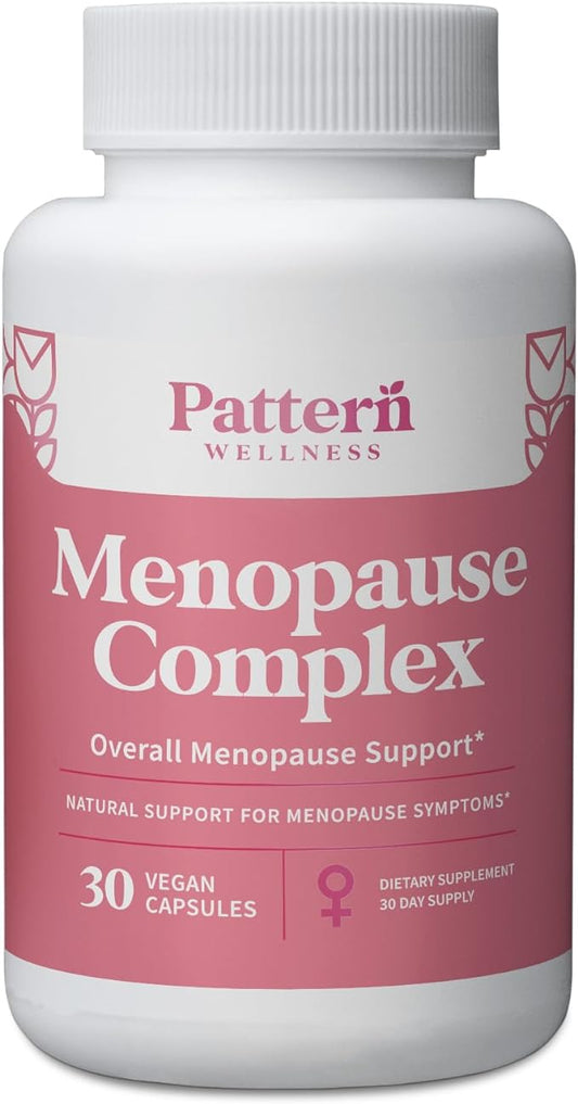 Pattern Wellness Menopause Complex Supplement - Natural Menopause Support for Hot Flashes, Mood Swings, Hormone Balance - Formulated with Bioperine® - 3rd Party Lab Tested - 30 Vegan Capsules