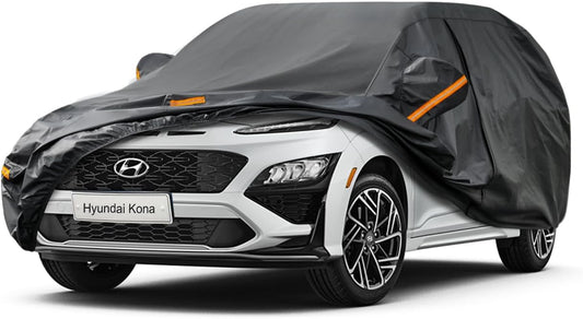 Kayme 7 Layers SUV Car Cover Custom Fit for Hyundai Kona （2017-2025 Waterproof All Weather for Automobiles, Outdoor Full Cover Rain Sun UV Protection.Black