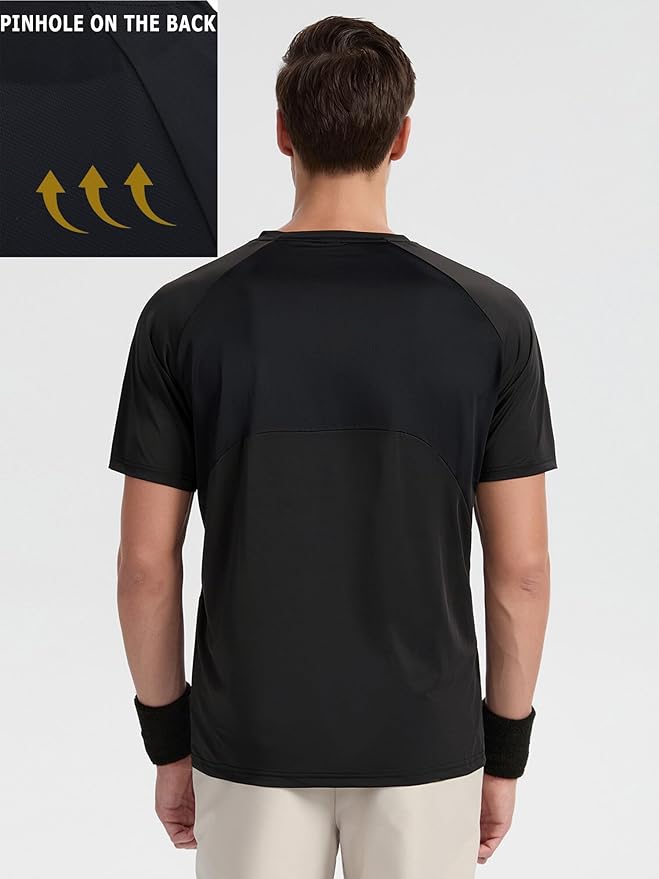 Moisture Wicking Quick Dry Soft Pickleball Workout Hiking Camping Running Shirts for Men Outdoor Sports