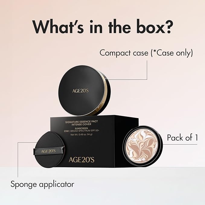 AGE20'S Signature Essence Pact SPF 50+ | Pack of 1 | 23W BEIGE | Cream Foundation, Dewy Finish, Natural Coverage | Korean Cushion Foundation