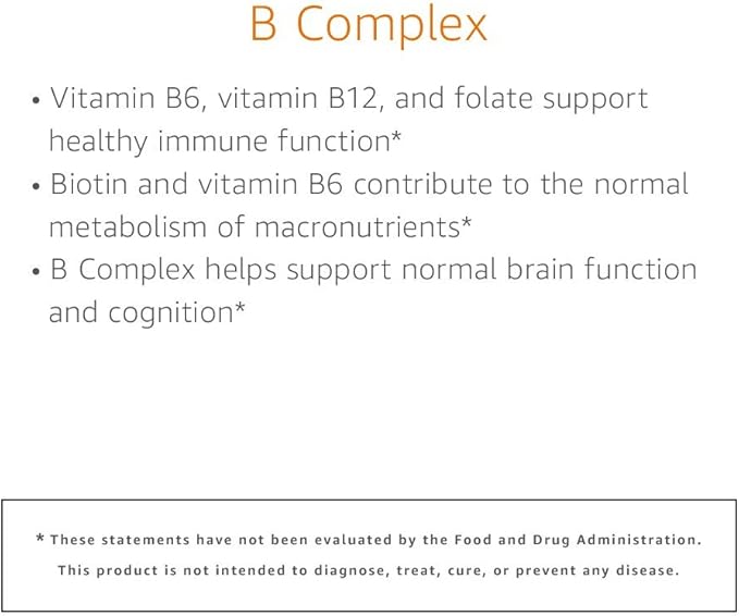 Amazon Elements B Complex, High Potency, 83% Whole Food Cultured, Supports Immune and Normal Energy Metabolism, Vegan, 65 Capsules, 2 Month Supply (Packaging May Vary) (Pack of 2)
