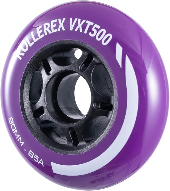 Rollerex VXT500 Inline Skate Wheels (8-Pack) (Various Size & Color Options Available) -Indoor Outdoor- Intended for Roller Blade Wheel Replacement