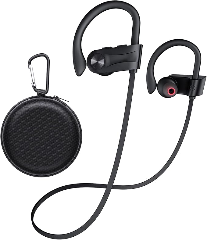 JOYWISE Bluetooth Headphones, Wireless Earbuds Bluetooth 5.3 Headphones with 16Hrs Playtime Stereo Bass Headsets, IPX7 Waterproof Running Earphones for Sports, Black