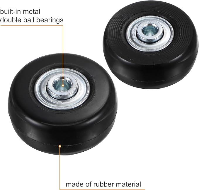 uxcell Replacement Luggage Wheels 43x18mm Suitcase Wheel Repair Kits Include 2 PU Bearing Wheels & Washers, Wrenches & Axle Screw for Trolley Bag, Inline Skate and Caster Board