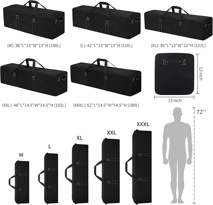 36 Inch Large Duffle Bag for Travel - 100L Extra Large Heavy Duty Duffel Bag with 2 Sides Handles, Sport Equipment Storage Bag for Camping-Black