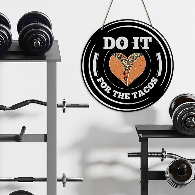 Gym Sign Decor, Home Gym Sign, Workout Room Fitness Room Decor Gym Sign Decoration, Gym Gift for Trainer Exercise Lover, Do It for The Tacos