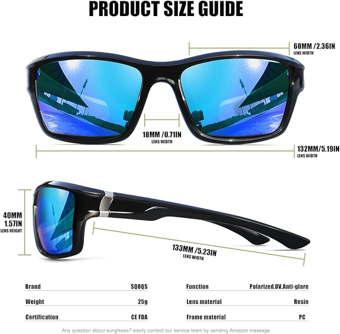 Polarized Sunglasses for Men Women Sports Goggles Lightweight Frame Cycling Running Fishing Driving UV400 Protection