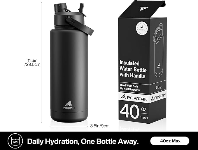 40 oz Insulated Water Bottle with 2-in-1 Straw and Spout Lid, Keep Cold 24H, Leak-Proof, BPA-Free, Double Wall Stainless Steel Water Bottle for Sports, Gym, Travel, and School (Butterfly Waltz)