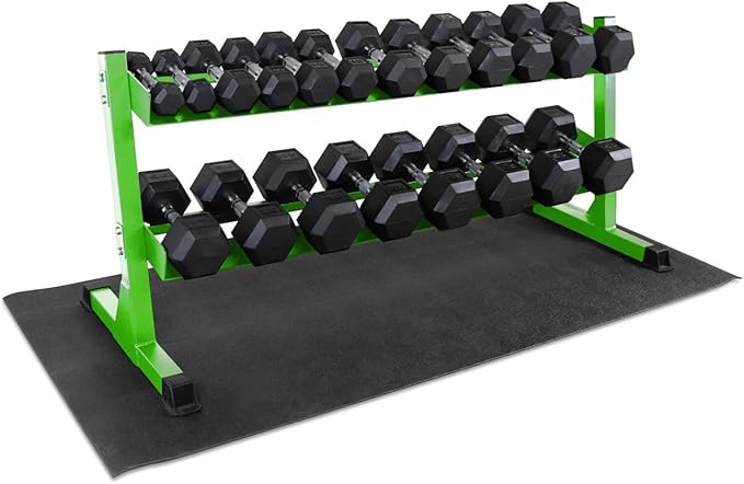 WF Athletic Supply Heavy-Duty Dumbbell Rack Stand, Weight Rack for Home Gym, Weight Holder, Available Sizes for Storage 5-50LB or 5-75LB Dumbbell Pairs, Black/Red/Green/Blue, RACK ONLY