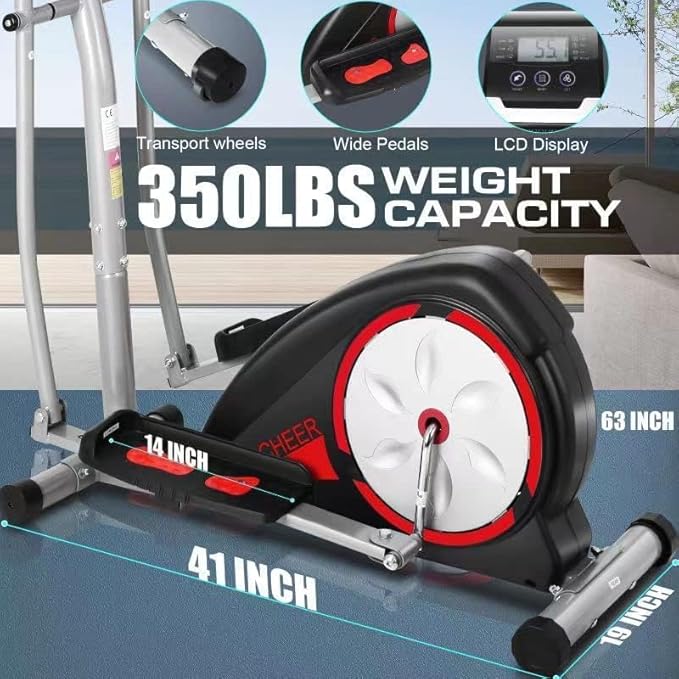 ANCHEER Elliptical Exercise Machine, Elliptical Training Machines with Pulse Rate Grips and LCD Monitor, Elliptical Machine for Home with 8 Resistance Levels Smooth Quiet Driven, Max 350Lbs
