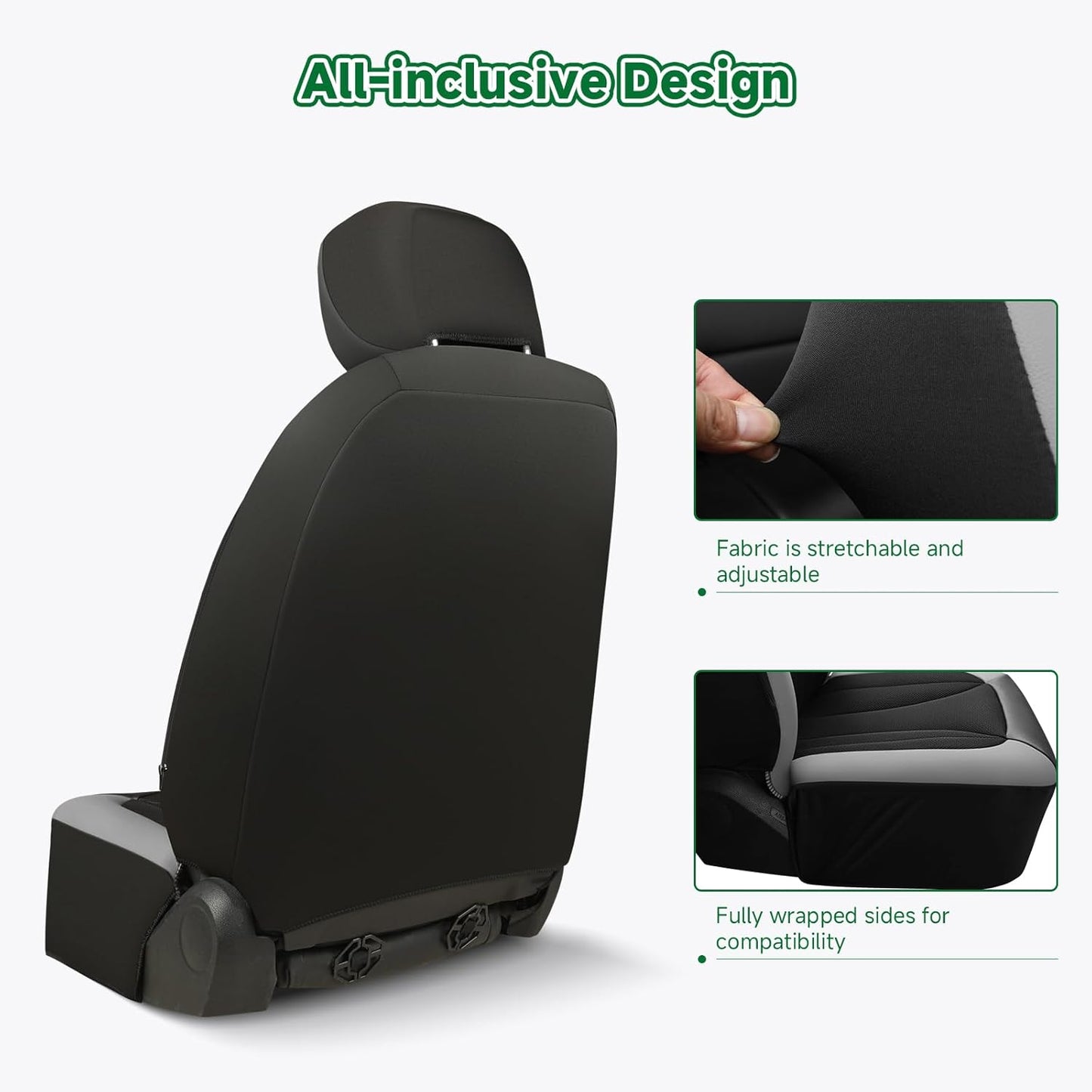 GIANT PANDA Fit Chevy Silverado 1500 2500 3500 Front Car Seat Cover, 3D Air Mesh Breathable Seat Protector, Grey(2-Pack)