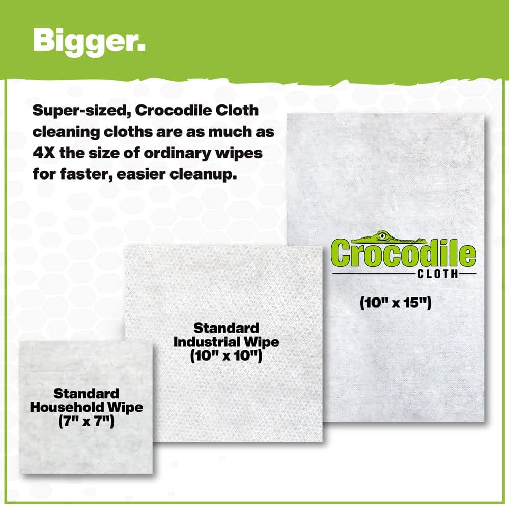 Crocodile Cloth Grill - 8 pack. 640 (15" x 10") Plant-based Cleaning Wipes. Safe on Skin & Multiple Surfaces. Infused with Aloe & Vitamin E. Large, Pre-Moistened & Absorbent.