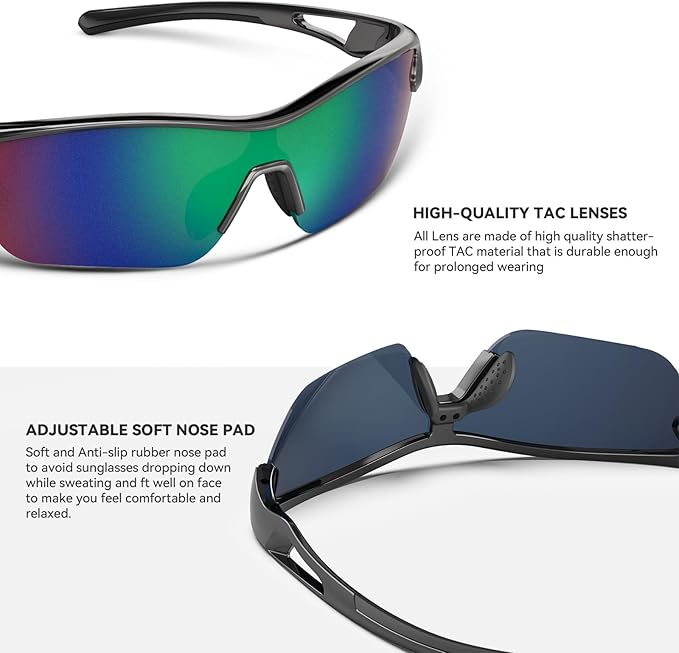 BEACOOL Polarized Sports Sunglasses for Men Women Youth Baseball Cycling Running Fishing Golf Motorcycle TAC Glasses UV400