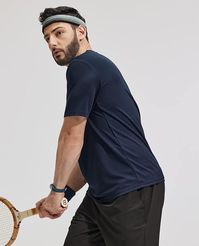 MIER Men's Quick Dry Workout Shirts Moisture Wicking Running Athletic Performance T-Shirts Recycled Polyester Top Tee