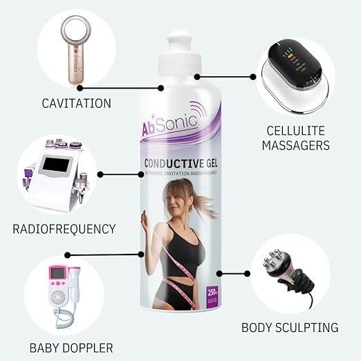 Absonic Conductive Gel for Body Devices: Cavitation, Radiofrequency, Body Sculpting Devices - Paraben-Free, 1-Pack