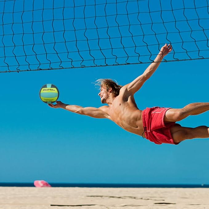 Volleyball Size 5 PU Leather Soft Indoor Outdoor Volleyballs Sports Training Game Play Ball for Beginner, Teenager, Adult, 8.2