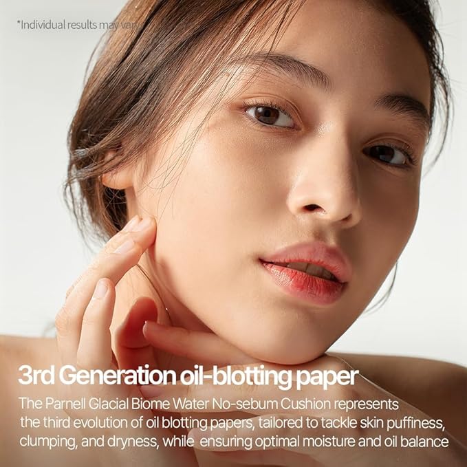 Parnell Glacial Biome Water No-Sebum Cushion 0.35 Fl Oz / 10g | Hydrating & Oil-Control Cushion with Hyaluronic Acid, Mineral Water, and Collagen | Cooling Powder Formula | K-beauty